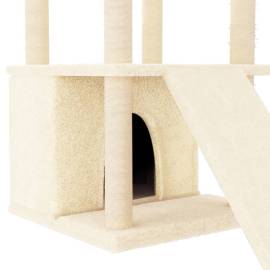 Ansamblu de pisici cu stâlpi din funie de sisal, crem, 133 cm, 7 image