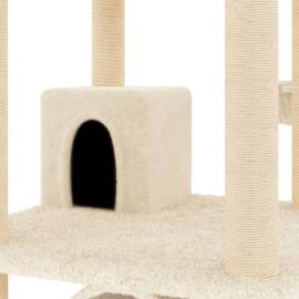 Ansamblu de pisici cu stâlpi din funie de sisal, crem, 141 cm, 7 image