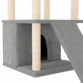Ansamblu pisici, stâlpi din funie sisal, gri deschis, 133 cm, 7 image