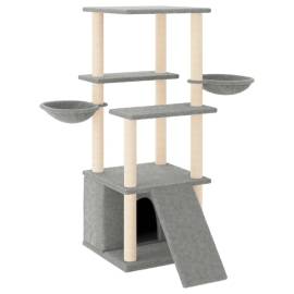 Ansamblu pisici, stâlpi din funie sisal, gri deschis, 133 cm, 2 image