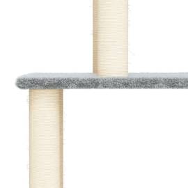 Ansamblu pisici, stâlpi din funie sisal, gri deschis, 183 cm, 5 image