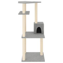 Ansamblu pisici cu stâlpi din funie sisal, gri deschis, 123 cm, 3 image