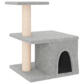 Ansamblu pisici cu stâlpi din funie sisal, gri deschis, 48 cm, 2 image