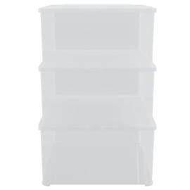 Cutii de depozitare din plastic, 3 buc., 10 l, stivuibile, 4 image