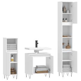 Set mobilier de baie, 3 piese, alb, lemn compozit, 4 image