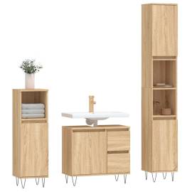 Set mobilier de baie, 3 piese, stejar sonoma, lemn prelucrat, 3 image