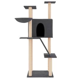 Ansamblu de pisici, stâlpi din funie sisal, gri închis, 143 cm, 3 image
