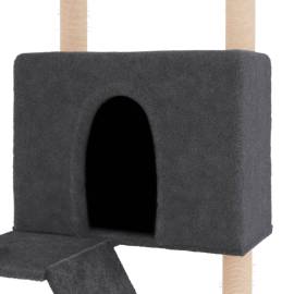 Ansamblu de pisici, stâlpi din funie sisal, gri închis, 143 cm, 6 image
