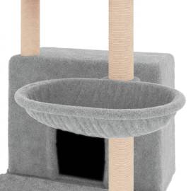 Ansamblu de pisici, stâlpi din funie sisal, gri deschis, 132 cm, 7 image