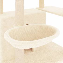 Ansamblu de pisici cu stâlpi din funie de sisal, crem, 166 cm, 7 image