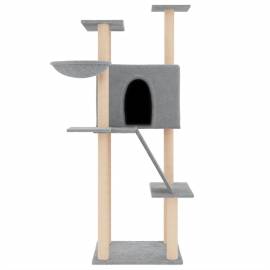 Ansamblu pisici, stâlpi din funie sisal, gri deschis, 143 cm, 3 image