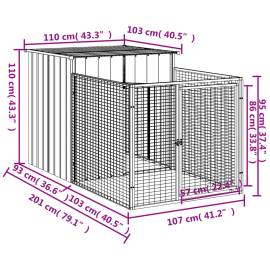 Cușcă câine cu țarc antracit 110x201x110 cm oțel galvanizat, 5 image