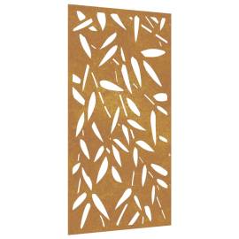 Decor de perete 105x55 cm design frunze bambus oțel corten, 2 image