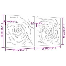 Decor de perete 2 buc. 55x55 cm model trandafiri oțel corten, 8 image
