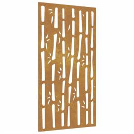 Decor perete de grădină 105x55 cm design bambus oțel corten, 2 image
