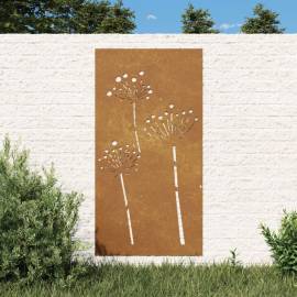 Decor perete de grădină 105x55 cm design flori oțel corten