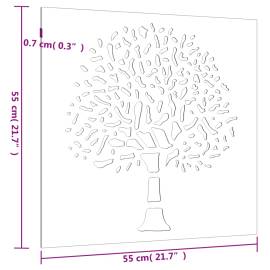 Decor perete de grădină 55x55 cm design copac oțel corten, 8 image