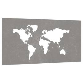 Decor perete grădină 105x55 cm design harta lumii oțel corten, 3 image