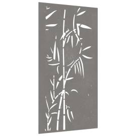 Decorație perete de grădină 105x55 cm design bambus oțel corten, 3 image