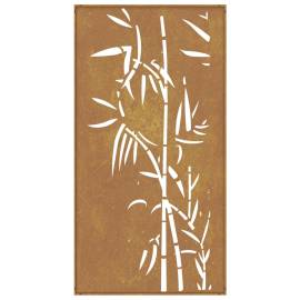 Decorație perete de grădină 105x55 cm design bambus oțel corten, 5 image