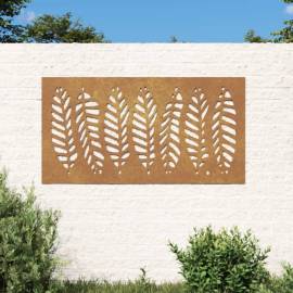 Decorație perete de grădină 105x55 cm design frunze oțel corten