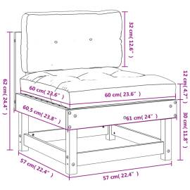 Canapea de mijloc cu perne, alb, lemn masiv de pin, 9 image