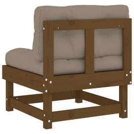 Canapea de mijloc cu perne, maro miere, lemn masiv de pin, 5 image