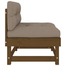 Canapea de mijloc cu perne, maro miere, lemn masiv de pin, 4 image