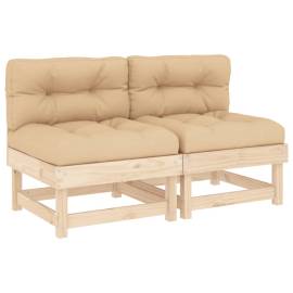 Canapele de mijloc cu perne, 2 buc., lemn masiv de pin, 2 image