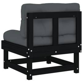 Canapele de mijloc cu perne, 2 buc., negru, lemn masiv de pin, 7 image