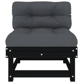 Canapele de mijloc cu perne, 2 buc., negru, lemn masiv de pin, 5 image