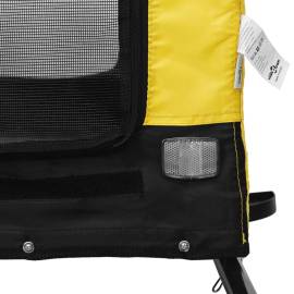 Remorcă de bicicletă câini galben&negru textil oxford&fier, 9 image