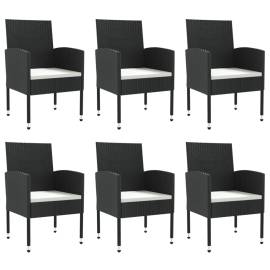 Set mobilier de grădină, 7 piese, negru, poliratan și oțel, 3 image