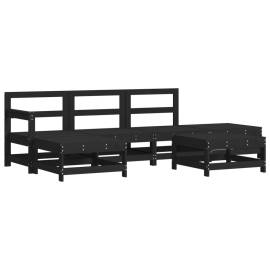 Set mobilier grădină cu perne, 6 piese, negru, lemn masiv, 3 image