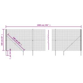 Gard plasă de sârmă cu țăruși de fixare, antracit, 1,6x10 m, 5 image
