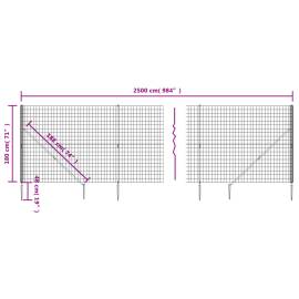 Gard plasă de sârmă cu țăruși de fixare, antracit, 1,8x25 m, 5 image