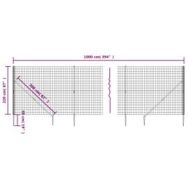 Gard plasă de sârmă cu țăruși de fixare, antracit, 2,2x10 m, 5 image