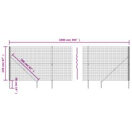 Gard plasă de sârmă cu țăruși de fixare, verde, 2,2x10 m, 5 image