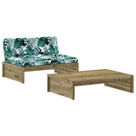 Set mobilier de grădină cu perne, 2 piese, lemn de pin tratat, 2 image