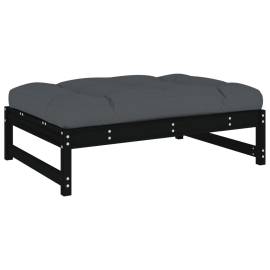 Set mobilier de grădină cu perne, 5 piese, negru, lemn masiv, 5 image