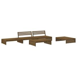 Set mobilier grădină cu perne, 5 piese, maro miere, lemn masiv, 3 image