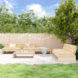 Set mobilier relaxare de grădină & perne 6 piese lemn masiv pin