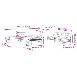 Set mobilier relaxare grădină&perne 6 piese alb lemn masiv pin, 8 image