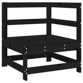 Canapea colțar cu perne, negru, lemn masiv de pin, 6 image