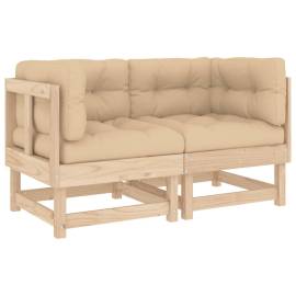 Canapele colțar cu perne, 2 buc., lemn masiv de pin, 2 image