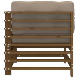 Canapea colțar cu perne, maro miere, lemn masiv de pin, 4 image