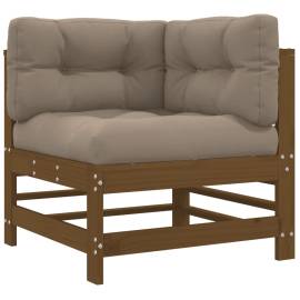 Canapea colțar cu perne, maro miere, lemn masiv de pin, 2 image