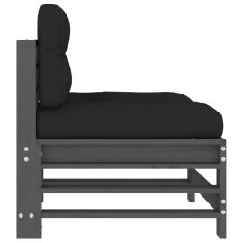 Canapea de mijloc cu perne, gri, lemn masiv de pin, 4 image