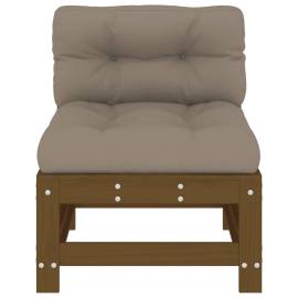 Canapea de mijloc cu perne, maro miere, lemn masiv de pin, 3 image