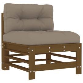 Canapea de mijloc cu perne, maro miere, lemn masiv de pin, 2 image
